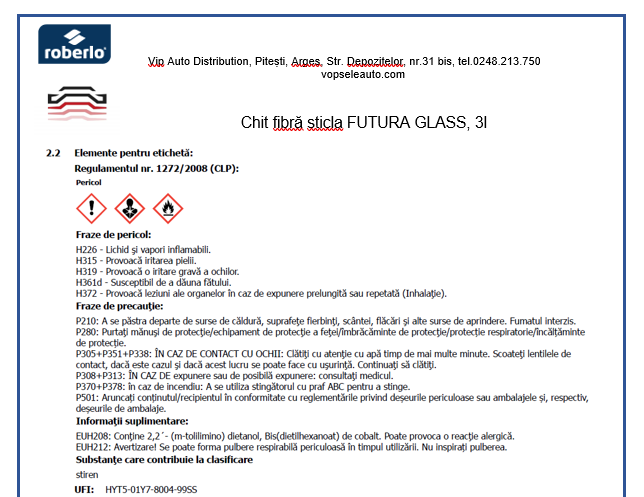 Chit fibră sticla FUTURA GLASS,  3L, Roberlo